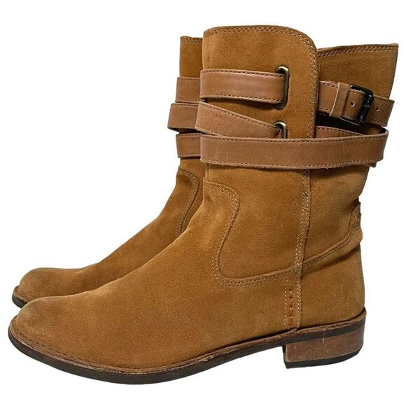 BUSSOLA Sevilla Suede Leather Moto Strap Boots 38 - Picture 4 of 11